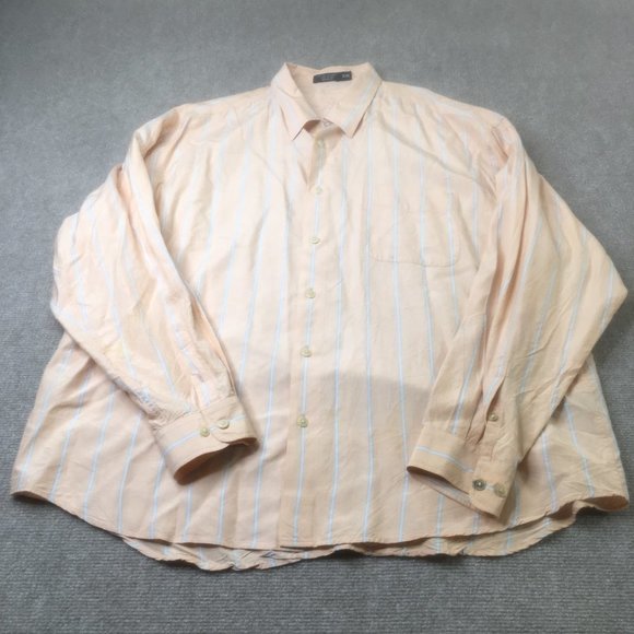 Johnnie Walker Shirt Mens 2XL Blue Peach Silk Tencel Button Career Casual XXL - Picture 1 of 11